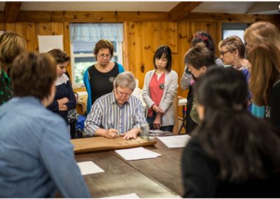 John Stevens teaching at Cheerio Calligraphy Retreats. calligraphy alphabet