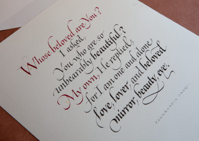 Poem in Italic calligraphy on paper