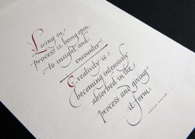 Poem in Italic calligraphy on paper