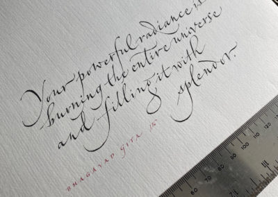 Poem in Italic calligraphy on paper