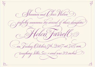 wedding, baby announcement calligraphy