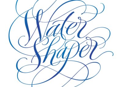 Water Shaper Book Jacket title. Hand-lettering